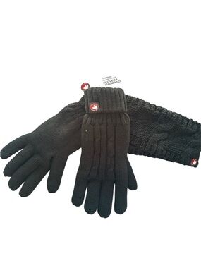 NEW Canada WeatherGear SET -thermal plush lined gloves and headband - black